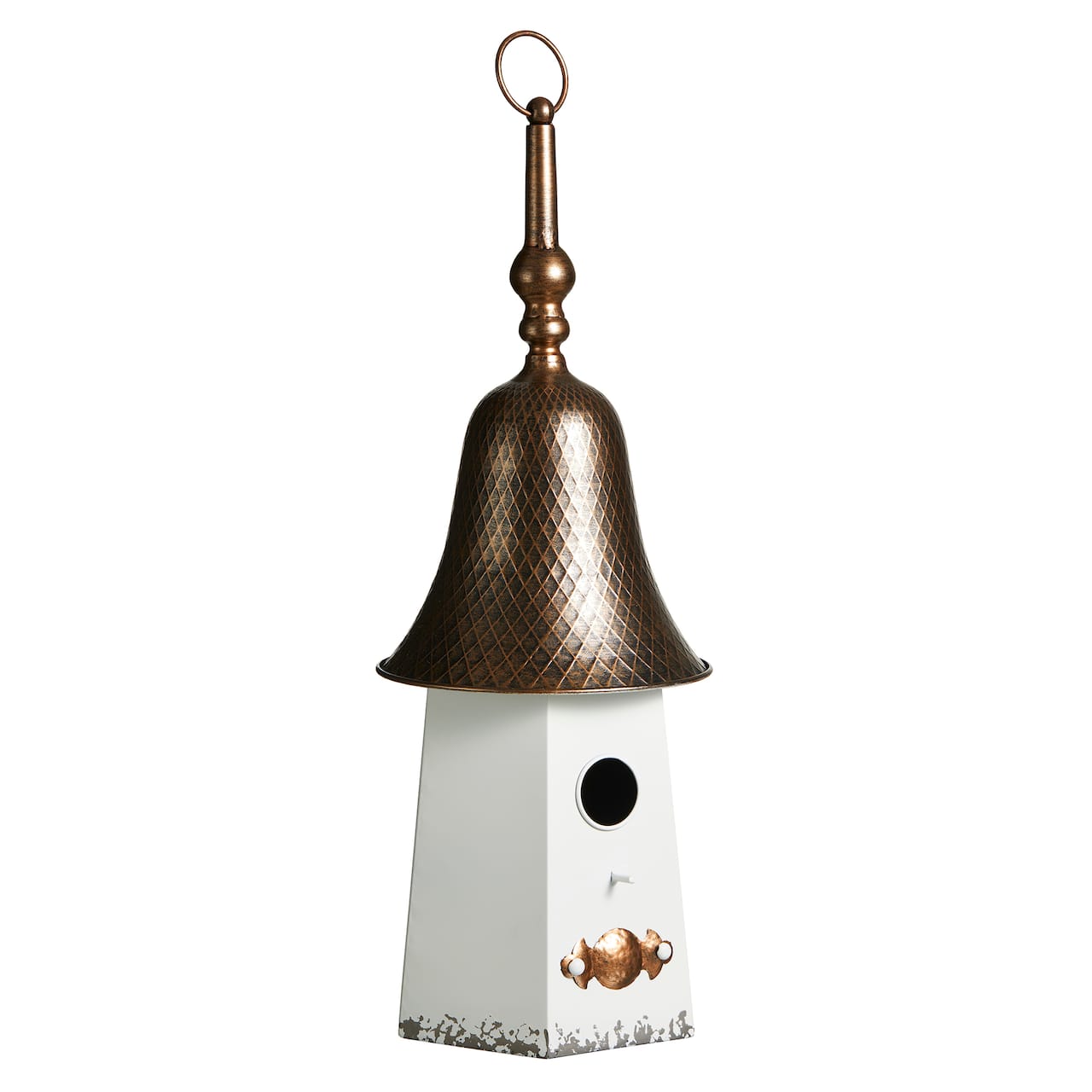 Glitzhome® 24" White Washed Metal Bell Roof Birdhouse